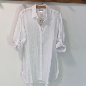 New Tommy Bahama 100% cotton crinkle boyfriend shirt